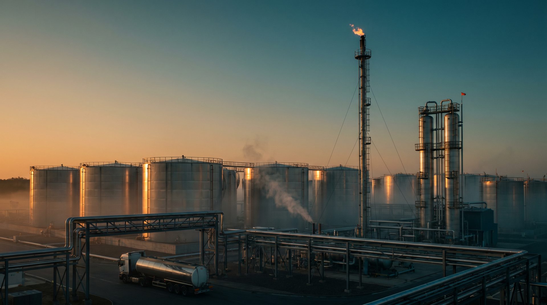 Fuel storage terminal where VRU vapour recovery units are commissioned and maintained